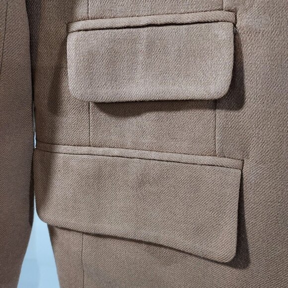 EVAN-PICONE 1980's 4 Button Carmel Long Length Blazer Shoulder Pads Made In USA - Picture 7 of 16